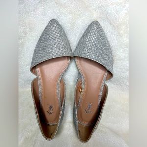 Kensie Sparkling Silver Pointed D'Orsay Flats